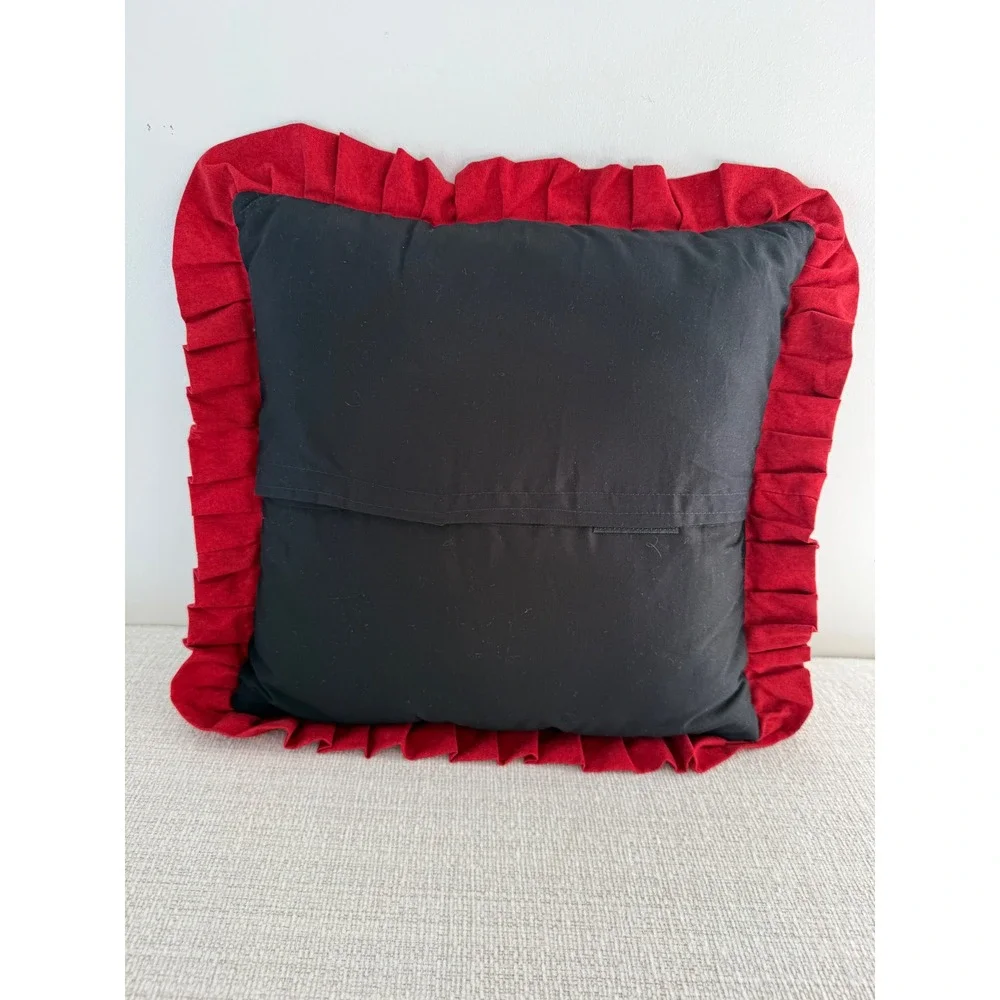 Handmade Quilted 8 Point Star Christmas Square Throw Pillow Cardinal Holiday